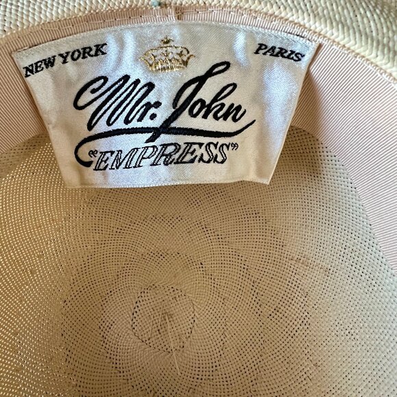 Vintage Mr. John Empress Fine Weave Straw Beige Hat, 1950's, Excellent Condition - Picture 8 of 14